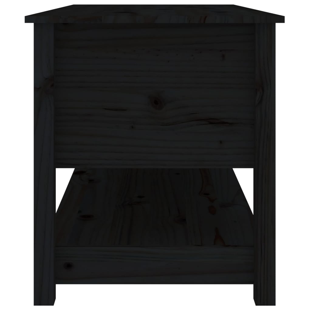 Mesa De Centro De Madera Maciza De Pino Negro 102x49x55 Cm_2