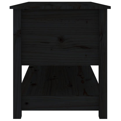 Mesa De Centro De Madera Maciza De Pino Negro 102x49x55 Cm_2