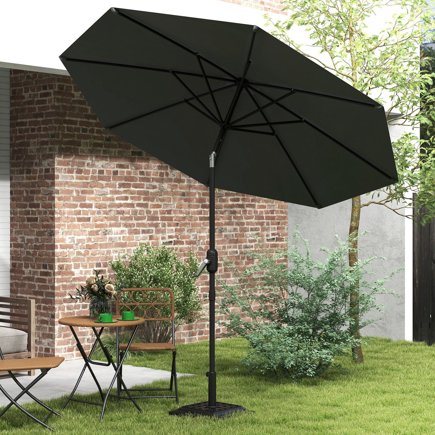 Outsunny Sombrilla De Jardín Ø264x253 Cm Con Protección Uv 50+ Gris_4