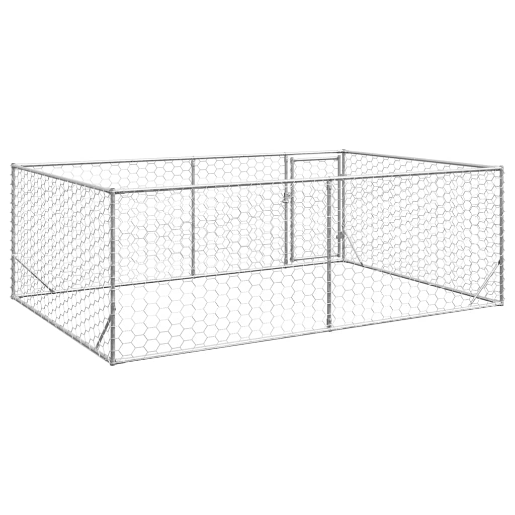 Caseta Para Perros De Exterior Con Puerta 3x2x1 M De Acero Galvanizado_4