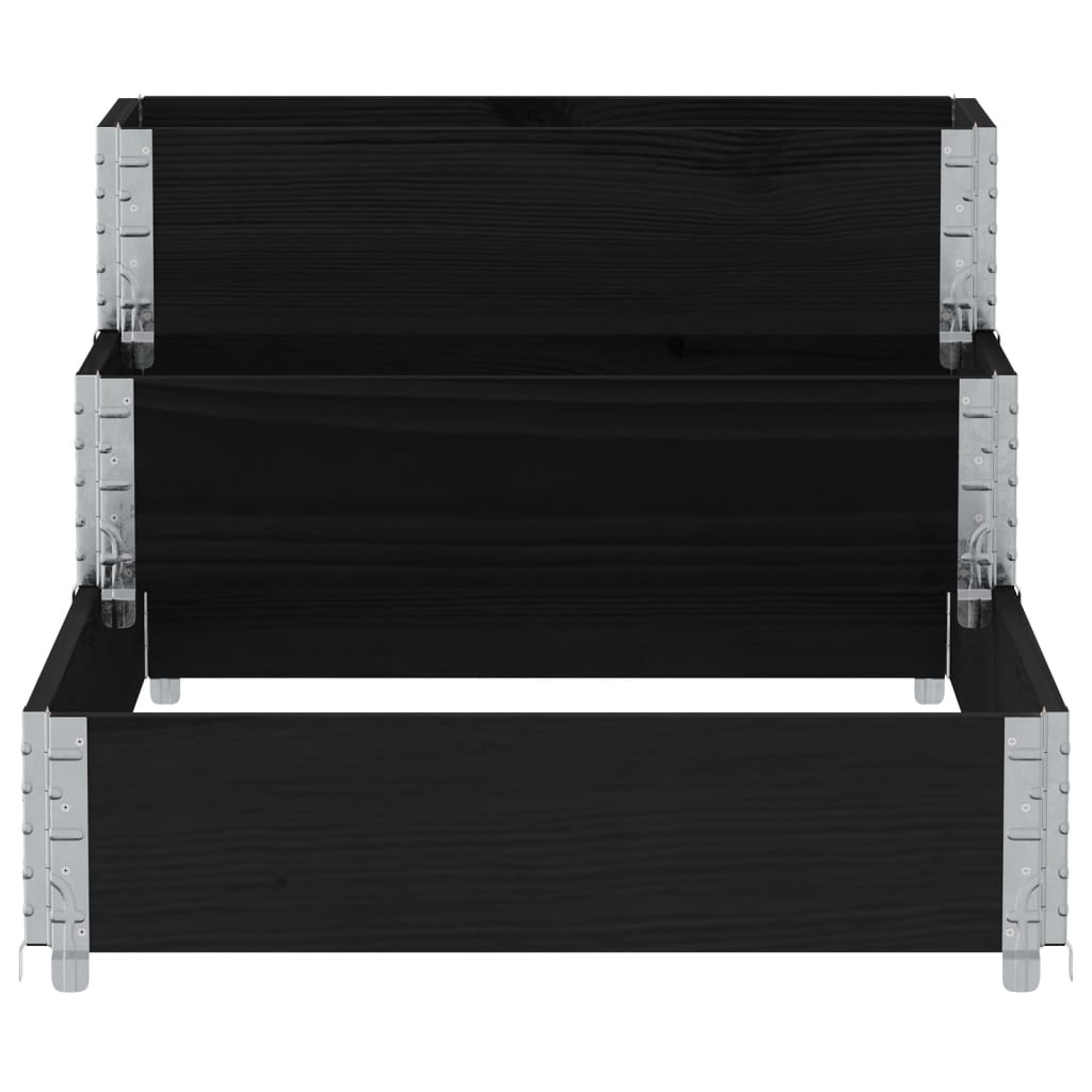 Arriate Elevado De 3 Niveles Madera Maciza Pino Negro 120x80 Cm_3
