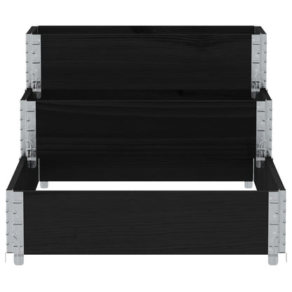 Arriate Elevado De 3 Niveles Madera Maciza Pino Negro 120x80 Cm_3