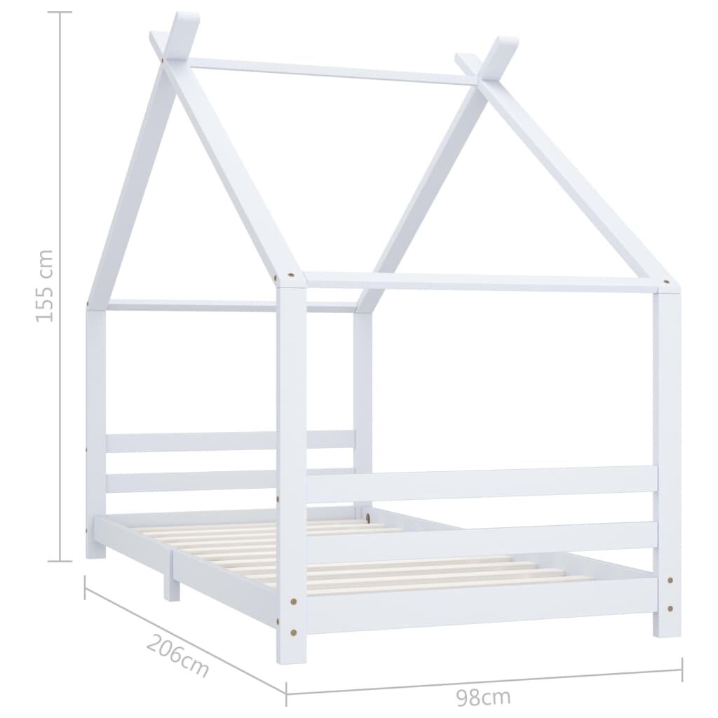 Vidaxl Estructura De Cama Infantil Madera Maciza Pino Blanco 90x200 Cm_2