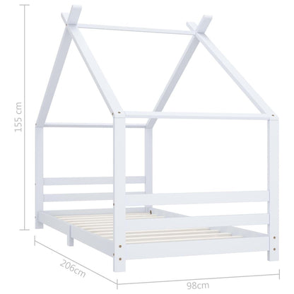 Vidaxl Estructura De Cama Infantil Madera Maciza Pino Blanco 90x200 Cm_2
