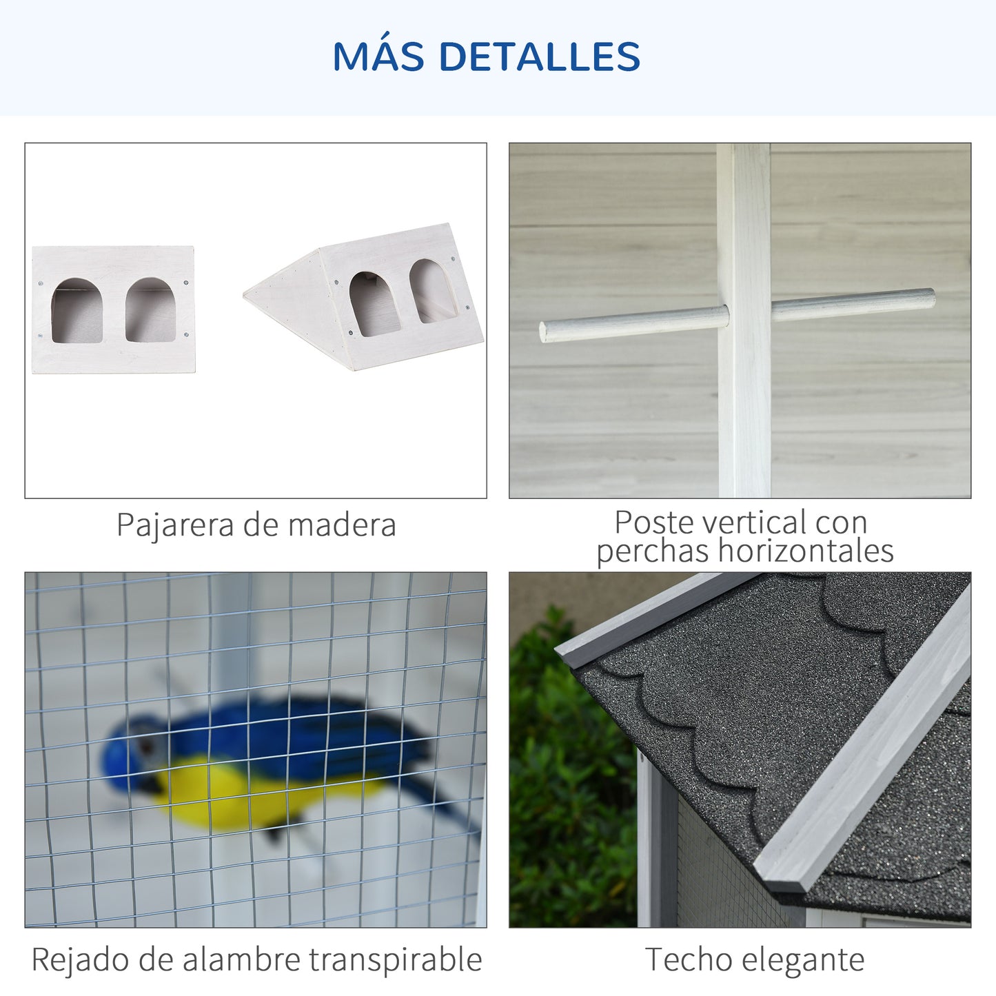 Pawhut Pajarera De Madera Grande Para Jardín Con Múltiples Ventanas Y Techo_5