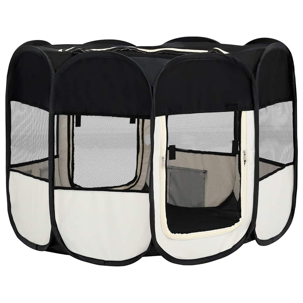 Vidaxl Parque De Perros Plegable Bolsa De Transporte Negro 90x90x58 Cm_4
