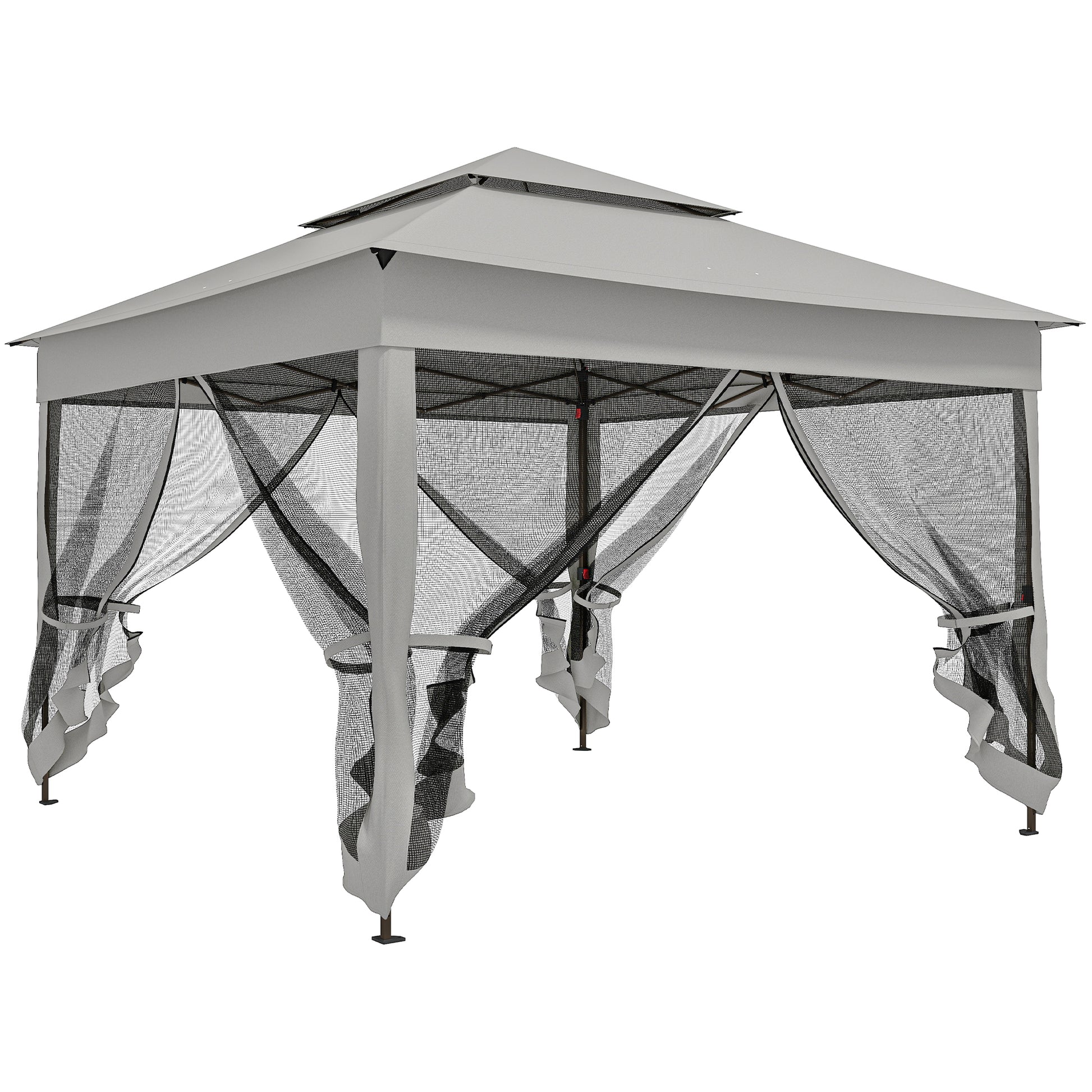 Outsunny Carpa Plegable3,3x3,3 M Con 4 Paredes Laterales De Malla Gris Claro_0