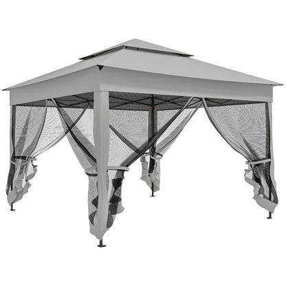 Outsunny Carpa Plegable3,3x3,3 M Con 4 Paredes Laterales De Malla Gris Claro_0