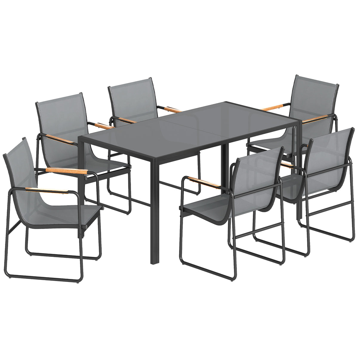 Conjunto De Jardín Outsunny Acero Galvanizado, Textilene Gris 150x80x73 Cm_0