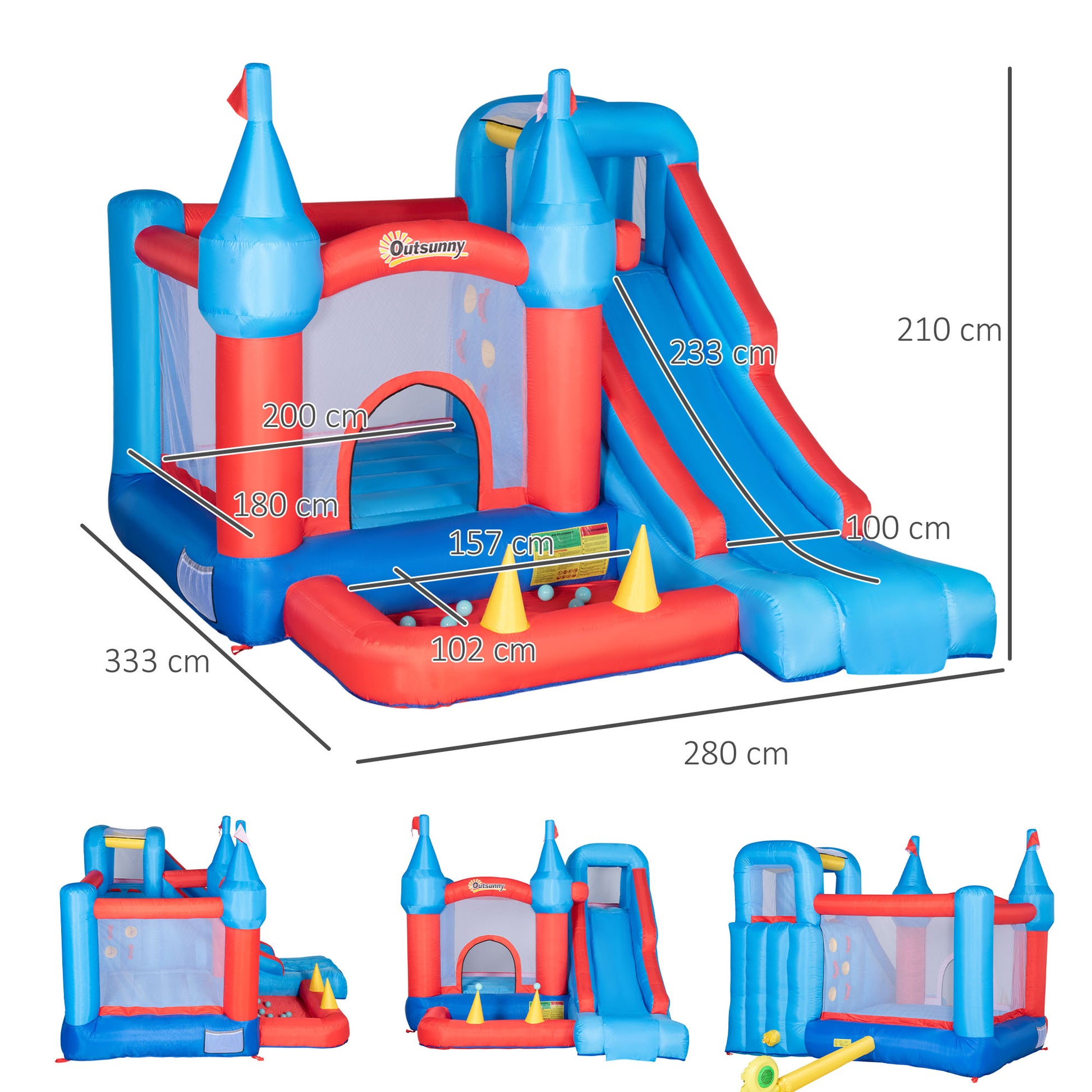Outsunny Castillo Hinchable Con Tobogán Cama De Salto Y Piscina 333x280x210 Cm_2