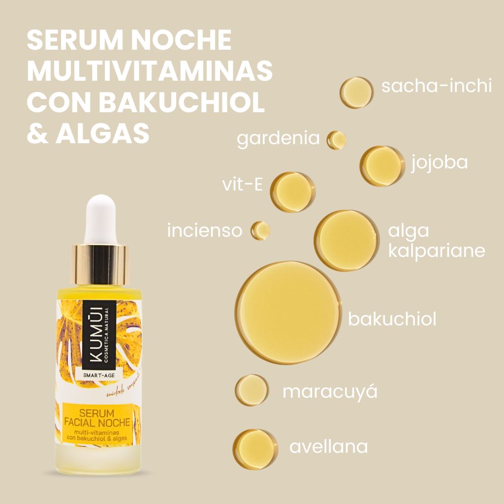 Serum Facial Noche Multi-vitaminas Con Bakuchiol (vitamina A Vegana) & Algas KUMUI 30ml_1