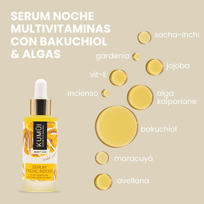 Serum Facial Noche Multi-vitaminas Con Bakuchiol (vitamina A Vegana) & Algas KUMUI 30ml_1