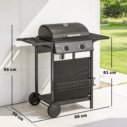 Outsunny Barbacoa De Gas Bbq Gas Con 2 Quemadores 5 Kw Con Termómetro_2