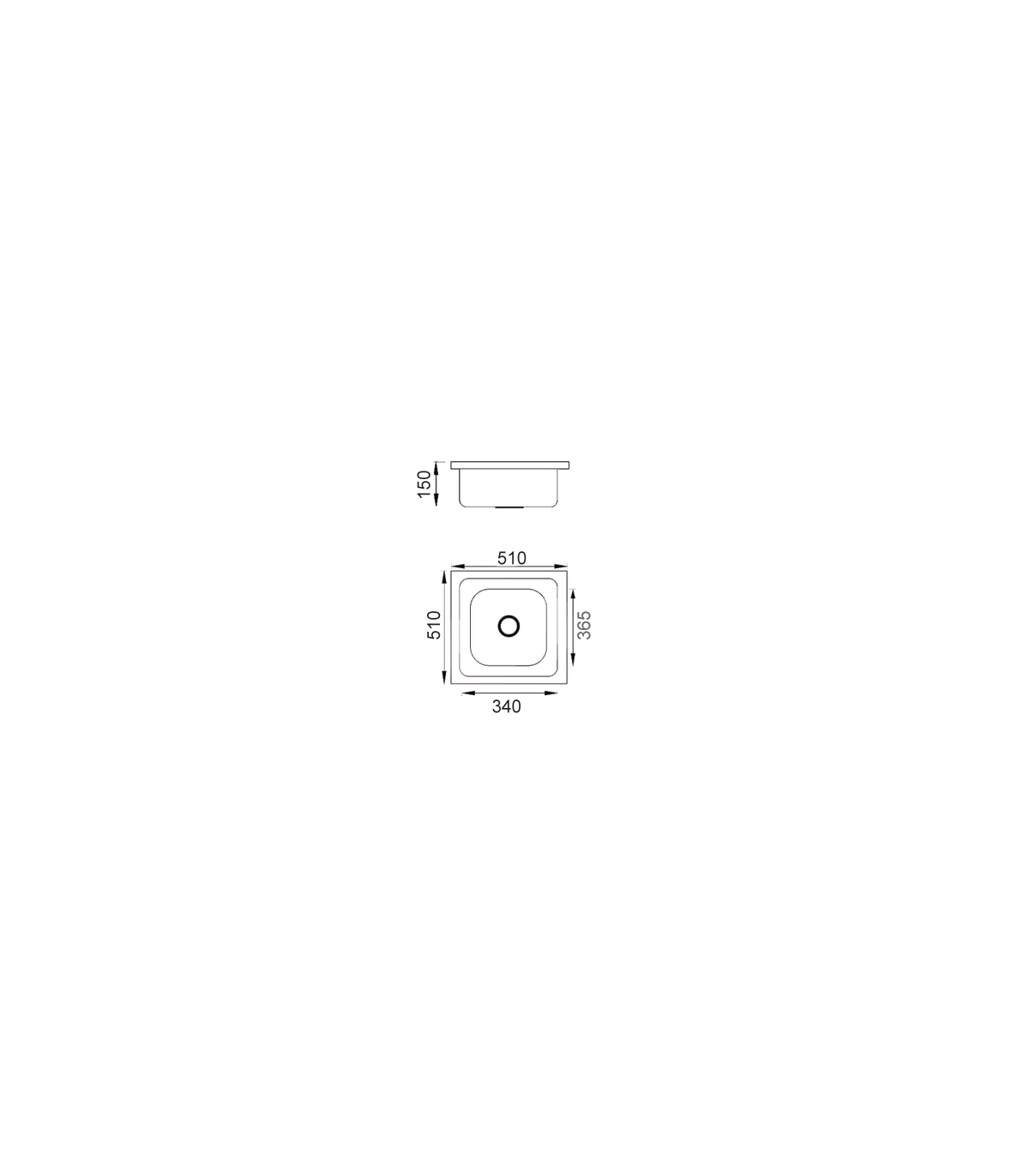 Fregadero De Un Seno Para Mueble Con Orificio Modelo Finlandia, 15 Cm(alto)51-34-36,5 Cm(a_2