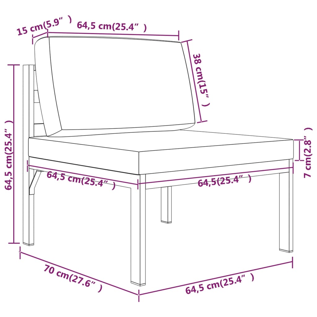 Conjunto De Sofás De Aluminio Negro Con Cojines Acolchados Y Mesa De Centro / Vetonek_1