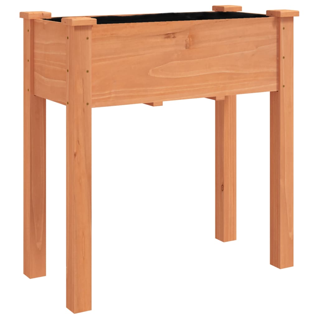 Jardinera Con Forro Y Ruedas Madera De Abeto Marrón 71x37x80 Cm_2