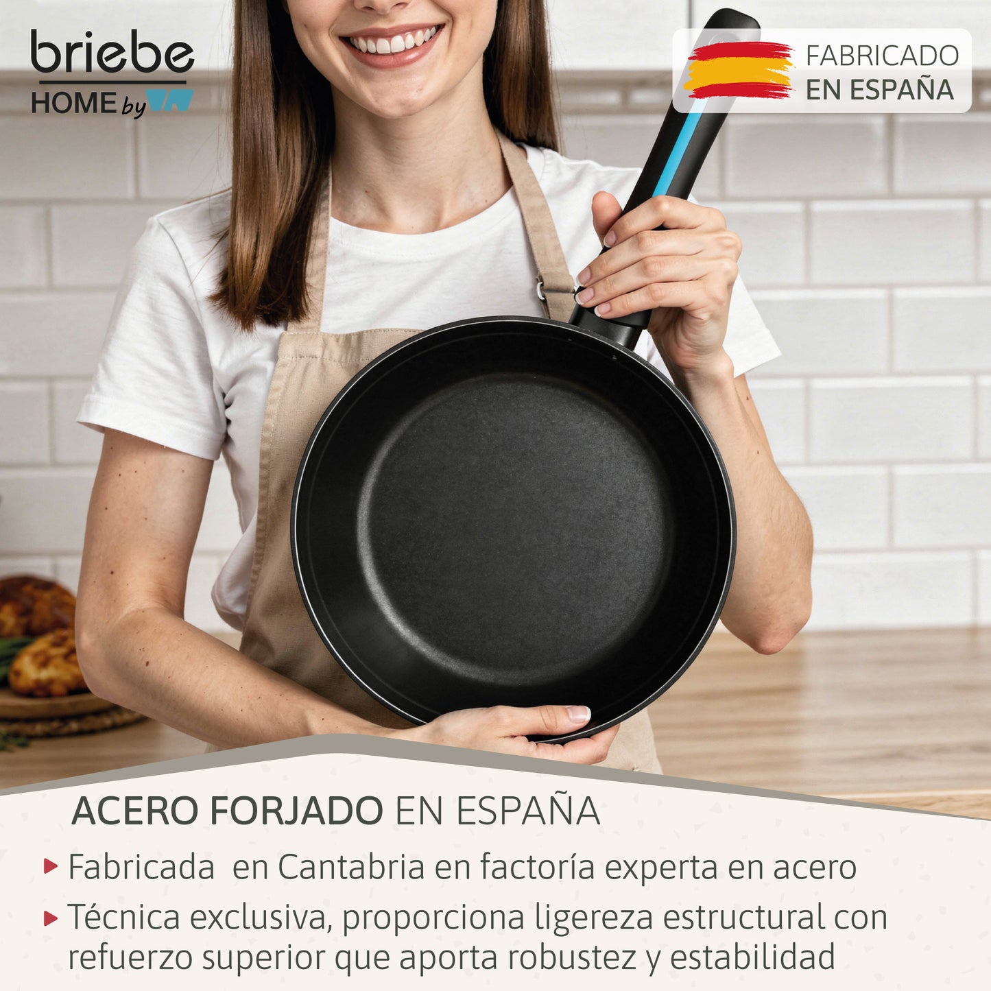 Briebe Set 2 Sartenes Inducción Acero Forjado 20-24cm Antiadherente Sin Pfoa, Fabricada En España, Mare, Azul_2