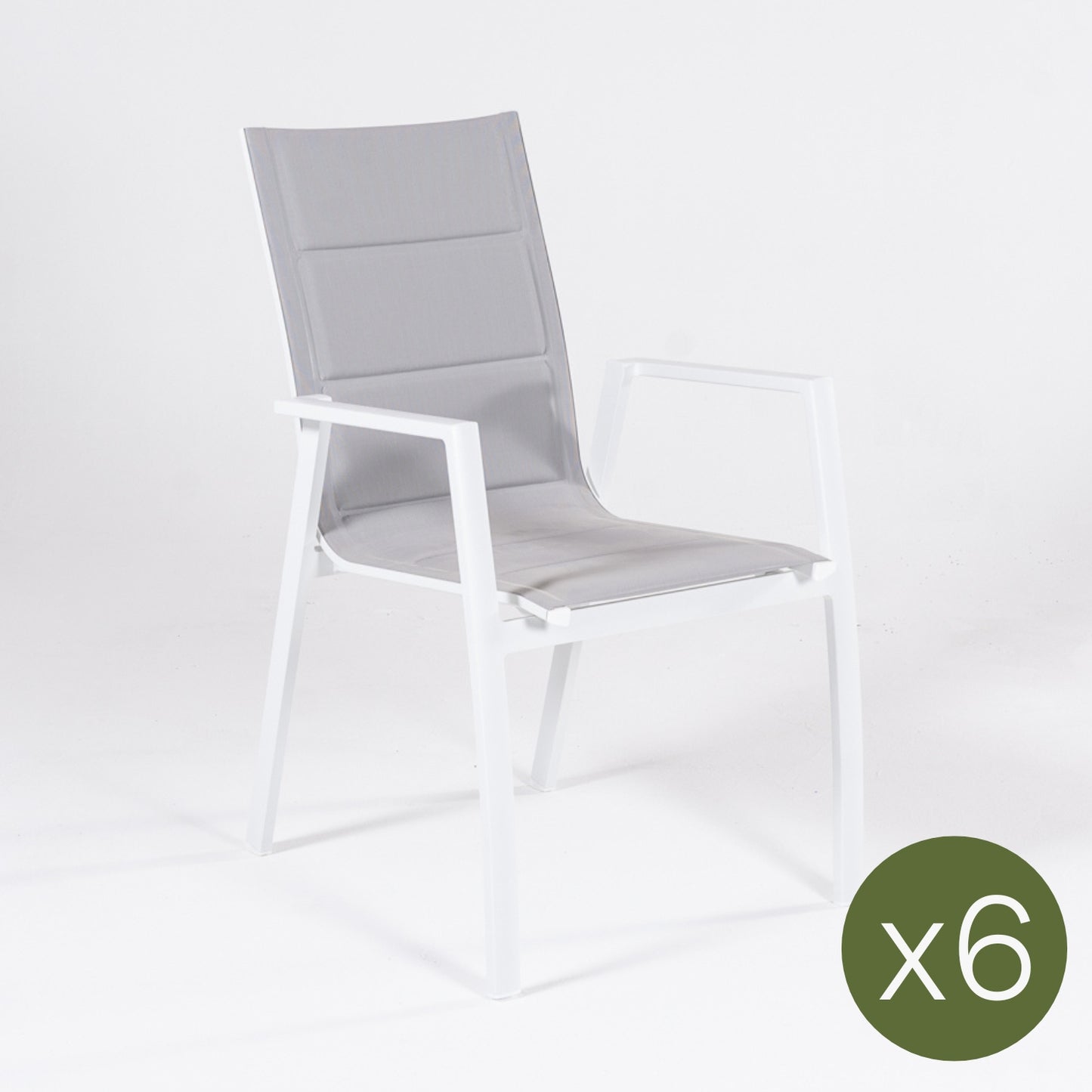 Pack 6 Sillones Para Exterior, Acolchados Y Apilables, Aluminio Y Textilene, Color Blanco, 57x69x94 Cm_2