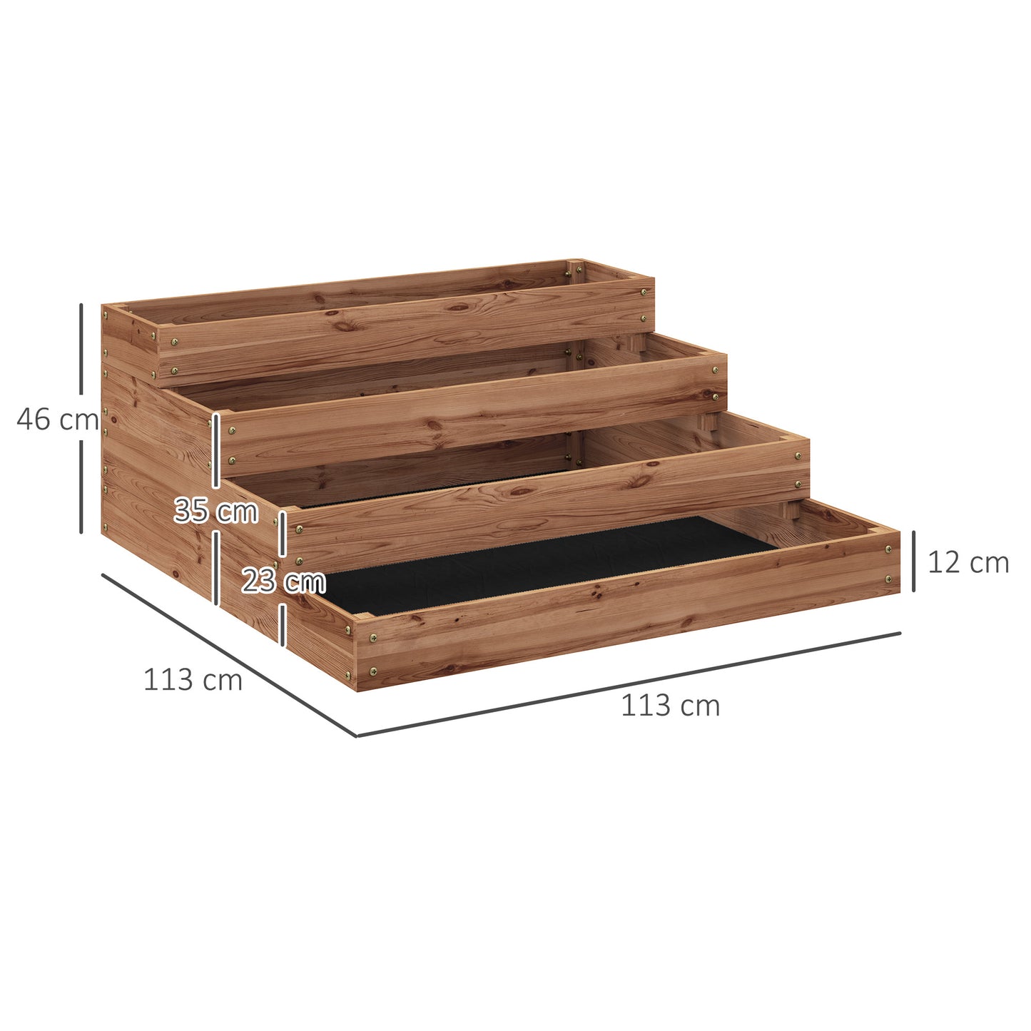 Outsunny Jardinera De Madera Elevada De 4 Niveles 113x113x46 Cm Café Oscuro_2