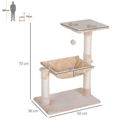 Pawhut Rascador Árbol Gatos Centro Actividad Plataforma Caseta Sisal Natural_2