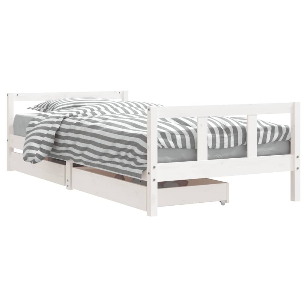 Vidaxl Estructura Cama Niños Con Cajones Madera Pino Blanco 90x200 Cm_0