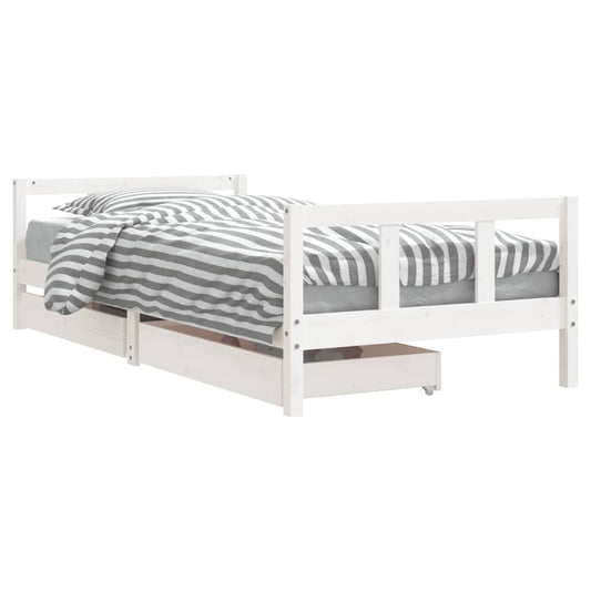 Vidaxl Estructura Cama Niños Con Cajones Madera Pino Blanco 90x200 Cm_0