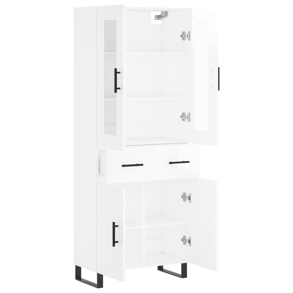 Aparador Alto Madera Contrachapada Blanco Brillo 69,5x34x180 Cm_5