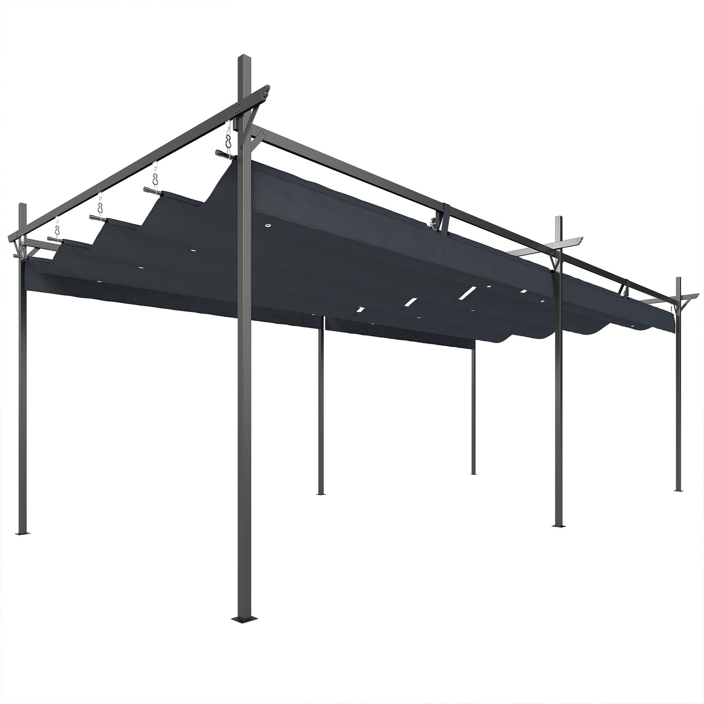 Outsunny Pérgola De Jardín 6x3 M Con Techo Retráctil Upf30+ Gris Oscuro_0