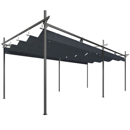 Outsunny Pérgola De Jardín 6x3 M Con Techo Retráctil Upf30+ Gris Oscuro_0