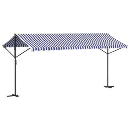 Vidaxl Toldo De Pie Tela Y Acero Azul Y Blanco 500x300 Cm_0