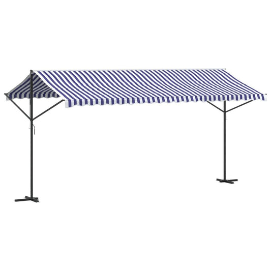 Vidaxl Toldo De Pie Tela Y Acero Azul Y Blanco 500x300 Cm_0