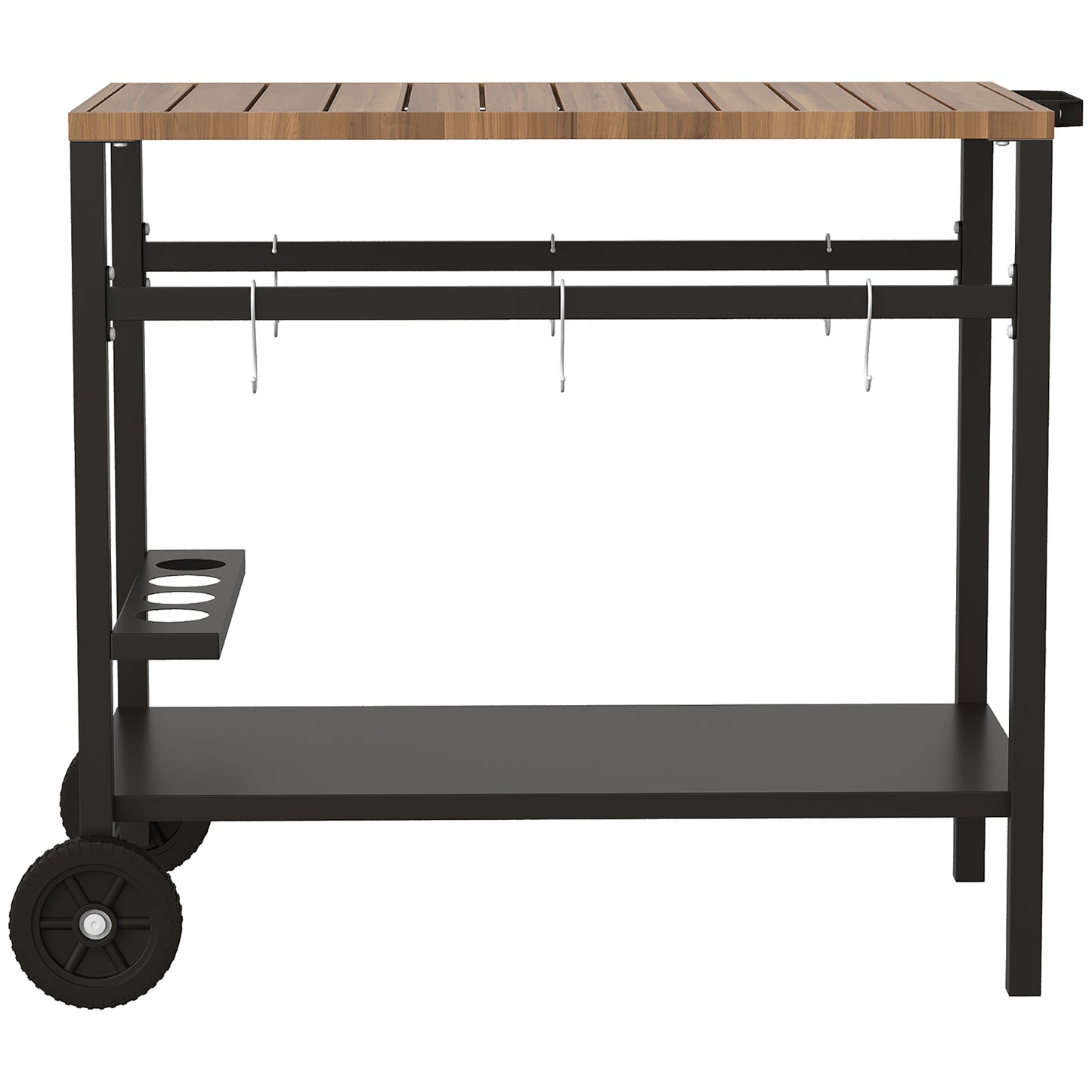 Outsunny Carrito De Barbacoa De 2 Niveles Con Ruedas Portabebidas Ganchos_4