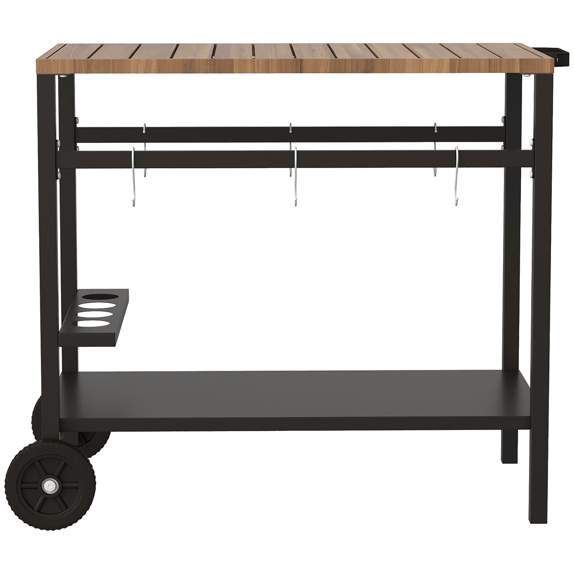 Outsunny Carrito De Barbacoa De 2 Niveles Con Ruedas Portabebidas Ganchos_4