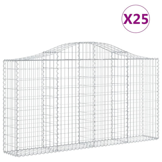 Cestas Gaviones 25 Uds Forma De Arco Hierro 200x30x100/120 Cm_0