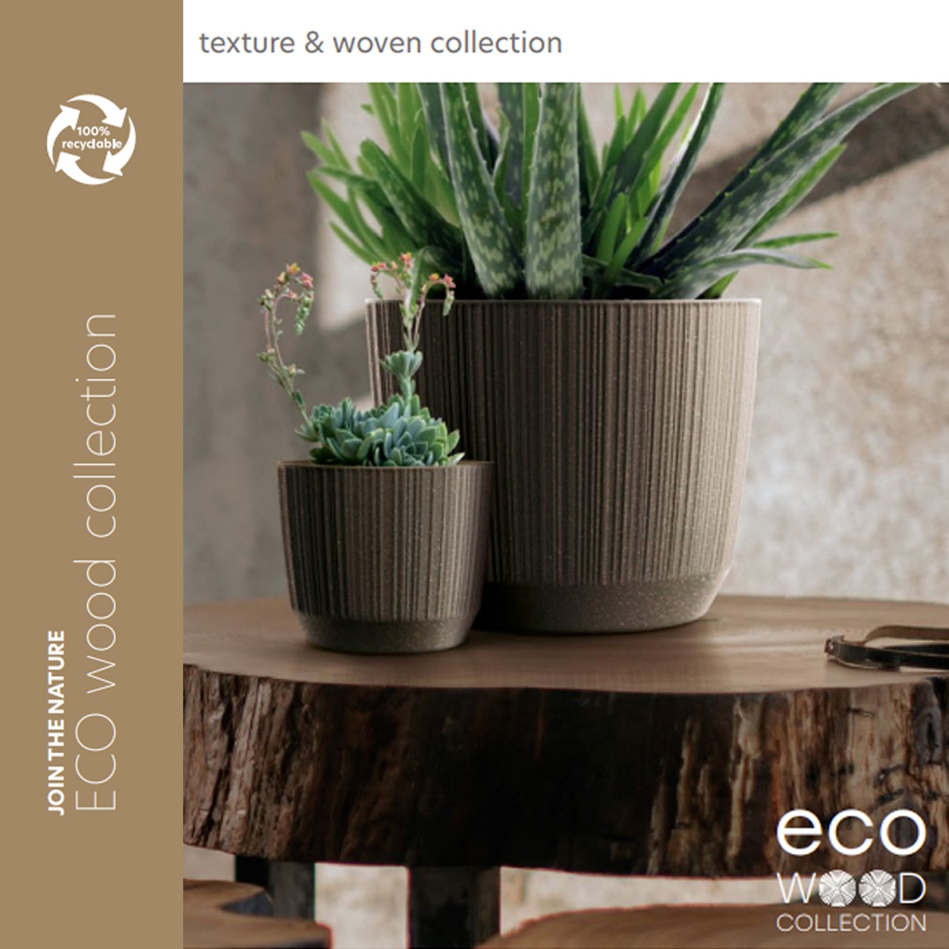 Macetero Color Ocre,sin Depósito , Colección Ryfo Eco De 19,5 X 19,5 X 17 Cm, Capacidad De  L._1