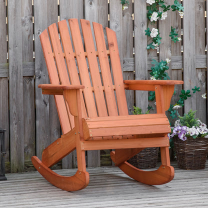 Outsunny Silla De Jardín Mecedora Adirondack De Madera Natural 77x94x97cm Color_1
