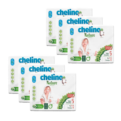 Pack 6x Pañales T5 13-18 kg Chelino Nature 30 Uds