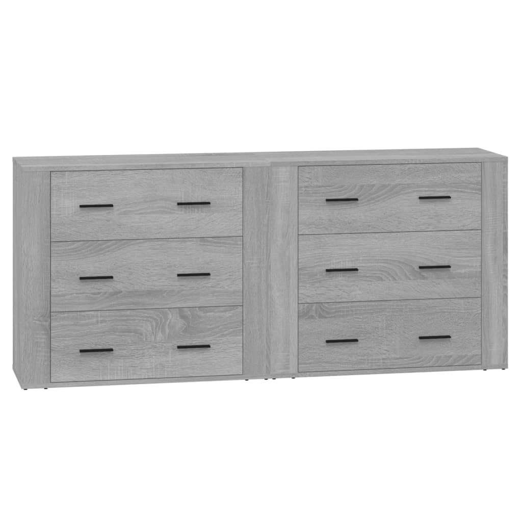 Aparadores 2 Piezas Madera Contrachapada Gris Sonoma_1