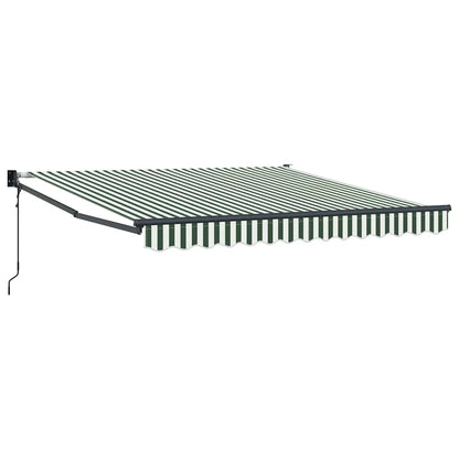 Toldo Retráctil Verde Y Blanco 350 X 250 Cm Poliéster Y Metal_0