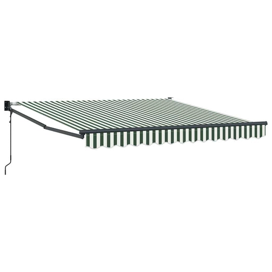 Toldo Retráctil Verde Y Blanco 350 X 250 Cm Poliéster Y Metal_0