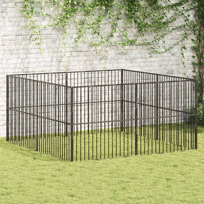 Corralito Para Perros Con 8 Paneles Acero Galvanizado Negro_1