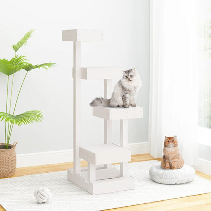Vidaxl Árbol Para Gatos Madera Maciza De Pino Blanco 45,5x49x103 Cm_1