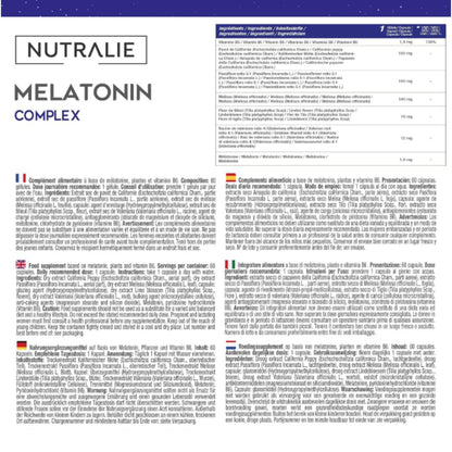 Melatonina con Pasiflora + Raíz Valeriana + B6 Nutralie 60 cápsulas