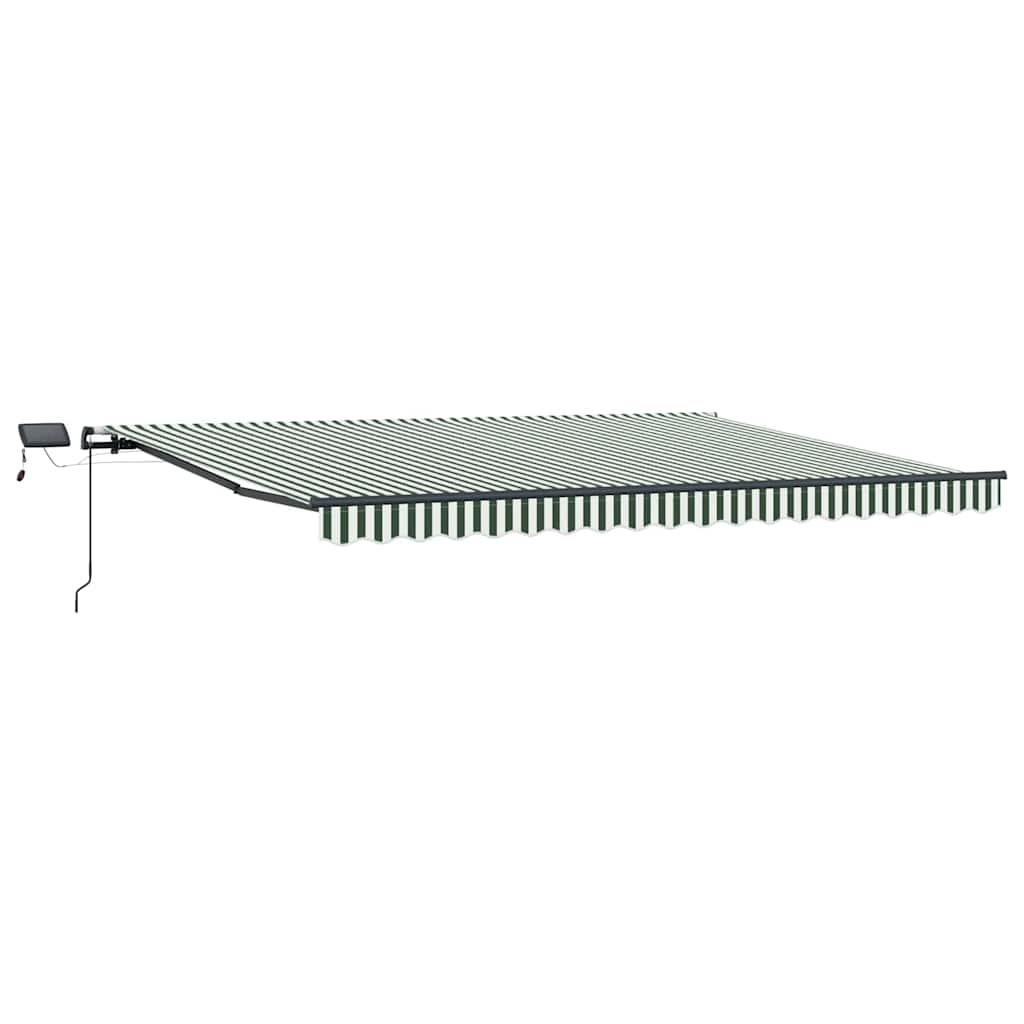 Toldo Retráctil Verde Y Blanco 400 X 300 Cm Tela Y Aluminio_0