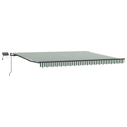 Toldo Retráctil Verde Y Blanco 400 X 300 Cm Tela Y Aluminio_0