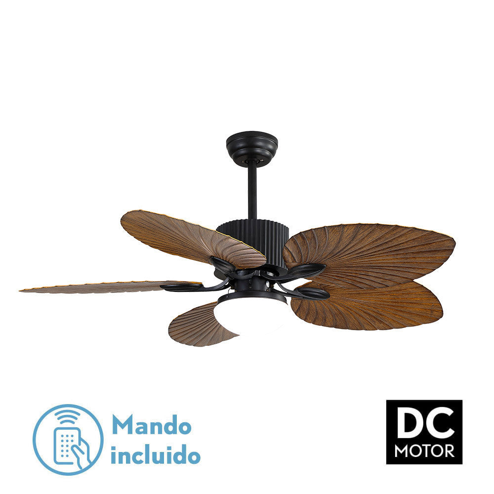 Ventilador Dc 26w Colla Negro 5 Aspas Marron 132cm 6 Velocidades 2950lm Remoto Temporizador Memoria 24_5