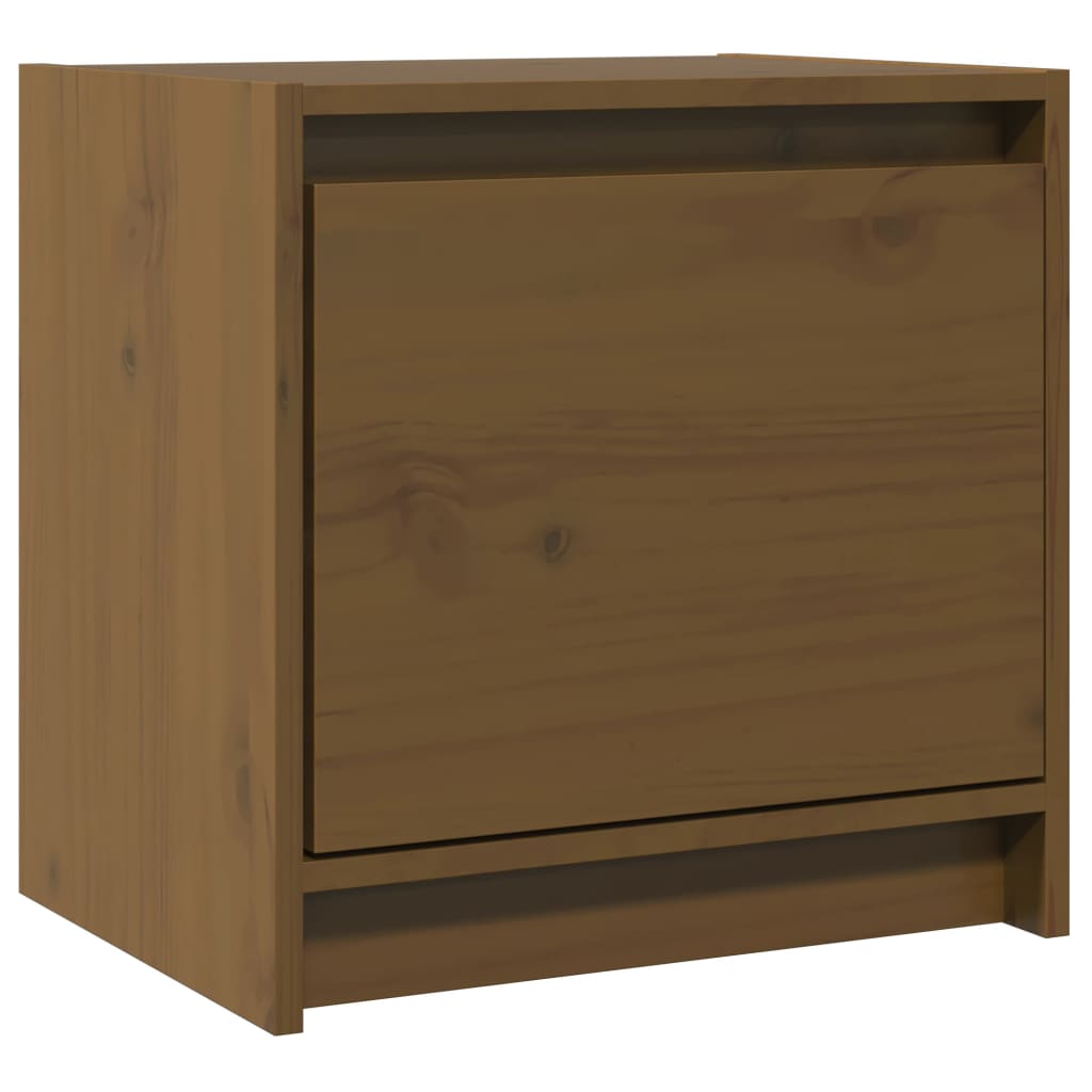 Mesita De Noche Madera Maciza De Mango Marrón Miel 40x30,5x40cm_0