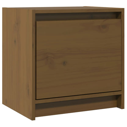 Mesita De Noche Madera Maciza De Mango Marrón Miel 40x30,5x40cm_0