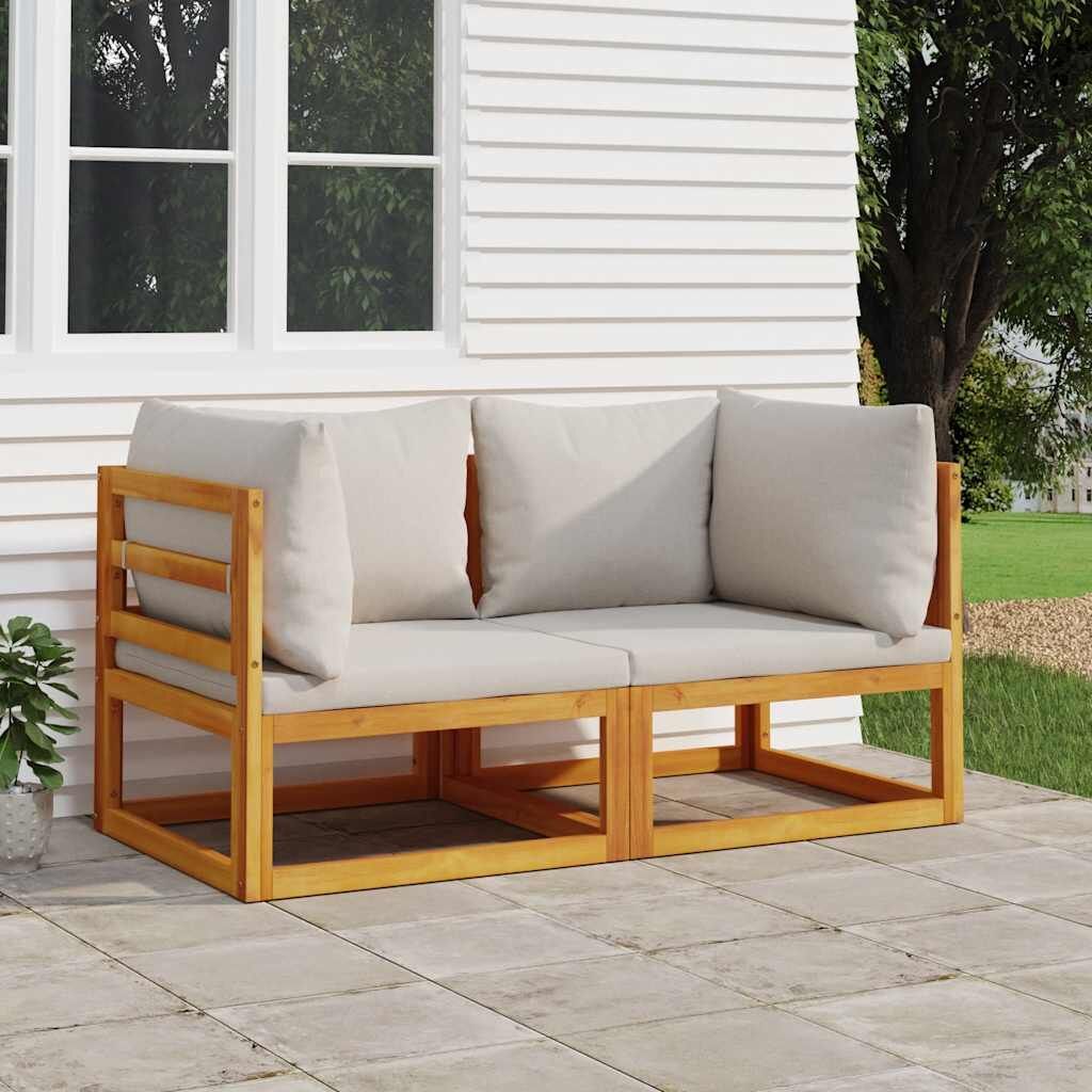 Vidaxl Sofás Modulares Esquina 2 Uds Madera Acacia Cojines Gris Claro_1