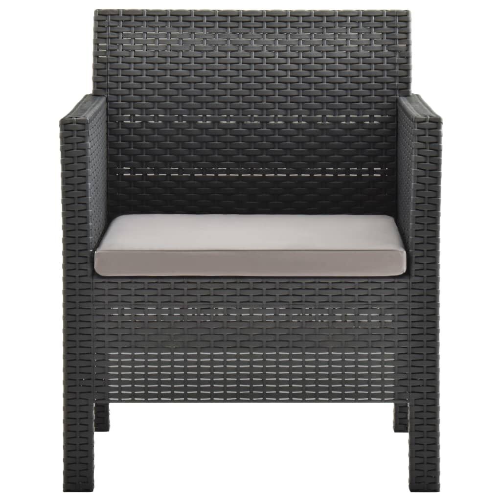 Vidaxl Set De Muebles Jardín 2 Piezas Con Cojín Pp Ratán Gris Antracita_3